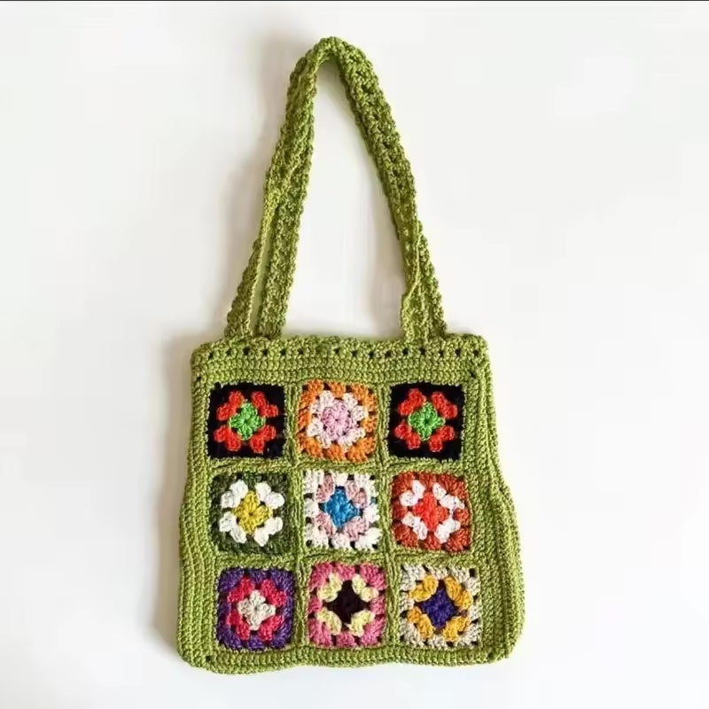Crochet Boho Summer Tote- Green