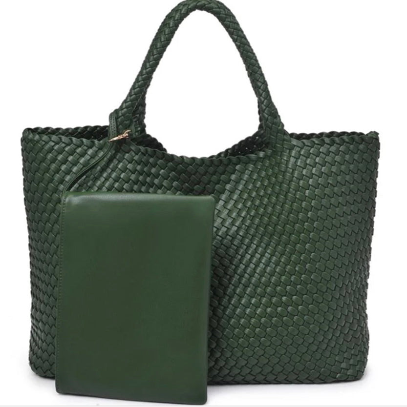 Solana Green Woven Tote