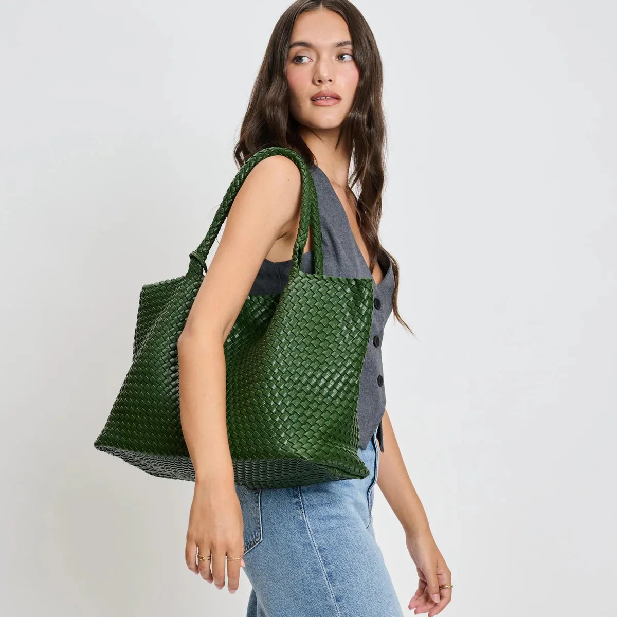 Solana Green Woven Tote