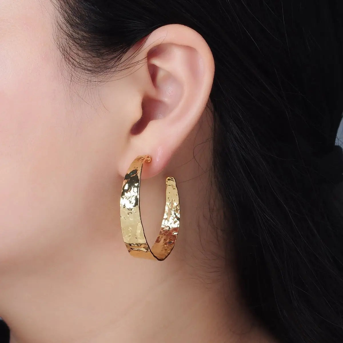 16K Gold Filled Hammered Hoops