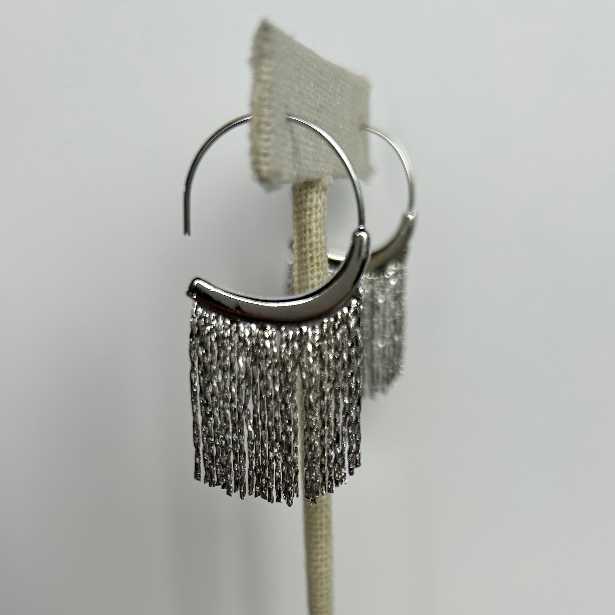 Silver Half Circle Fringe Earrings