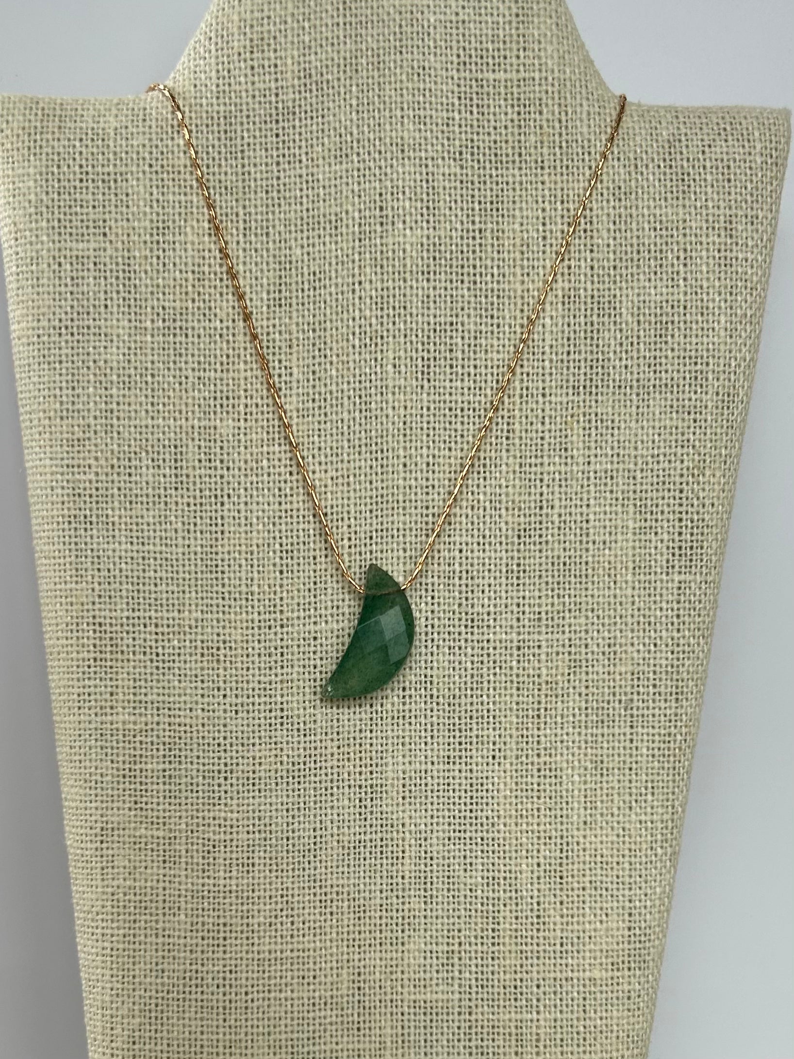 Gold Moon Necklace- Jade Quartz