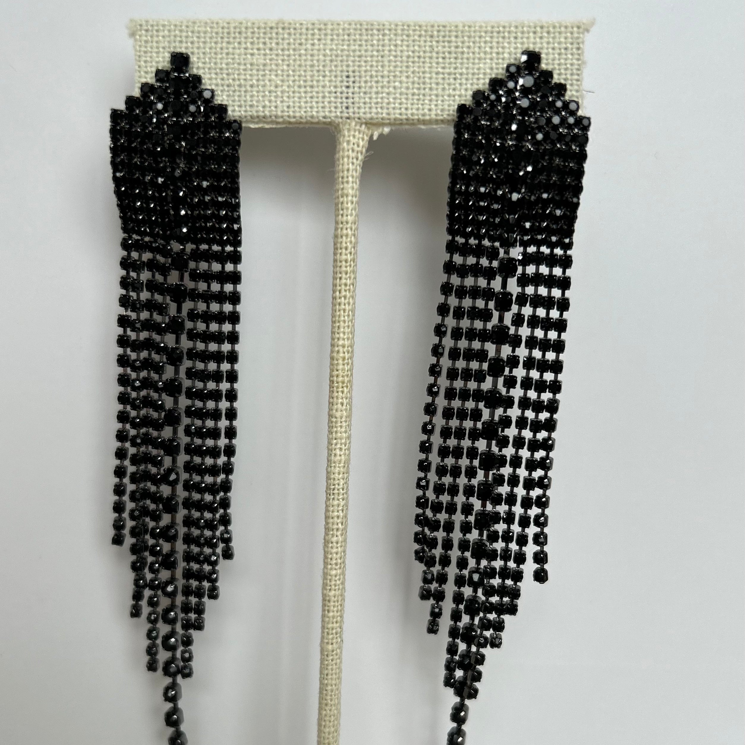 Black Rhinestone Chandelier Earrings