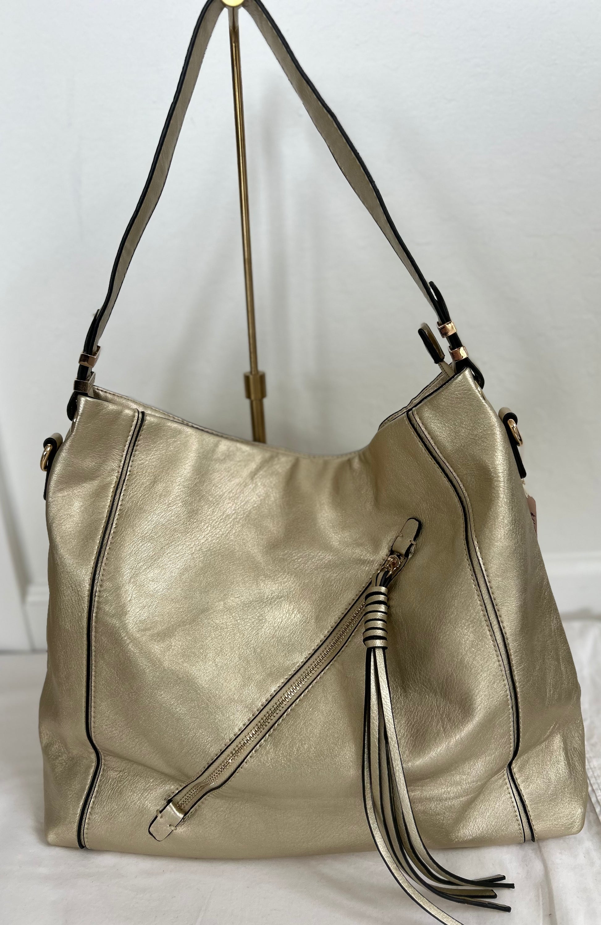 Gold Diagonal Zip Purse
