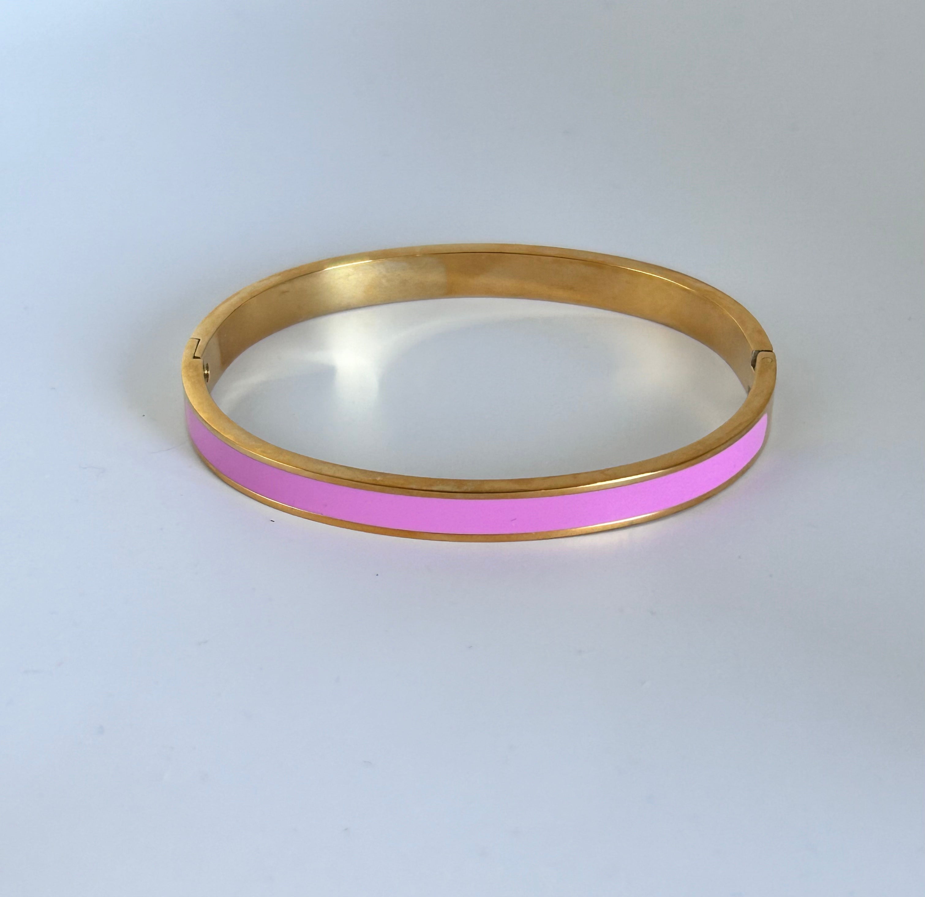 Regular Enamel Pink/ Gold Bangle