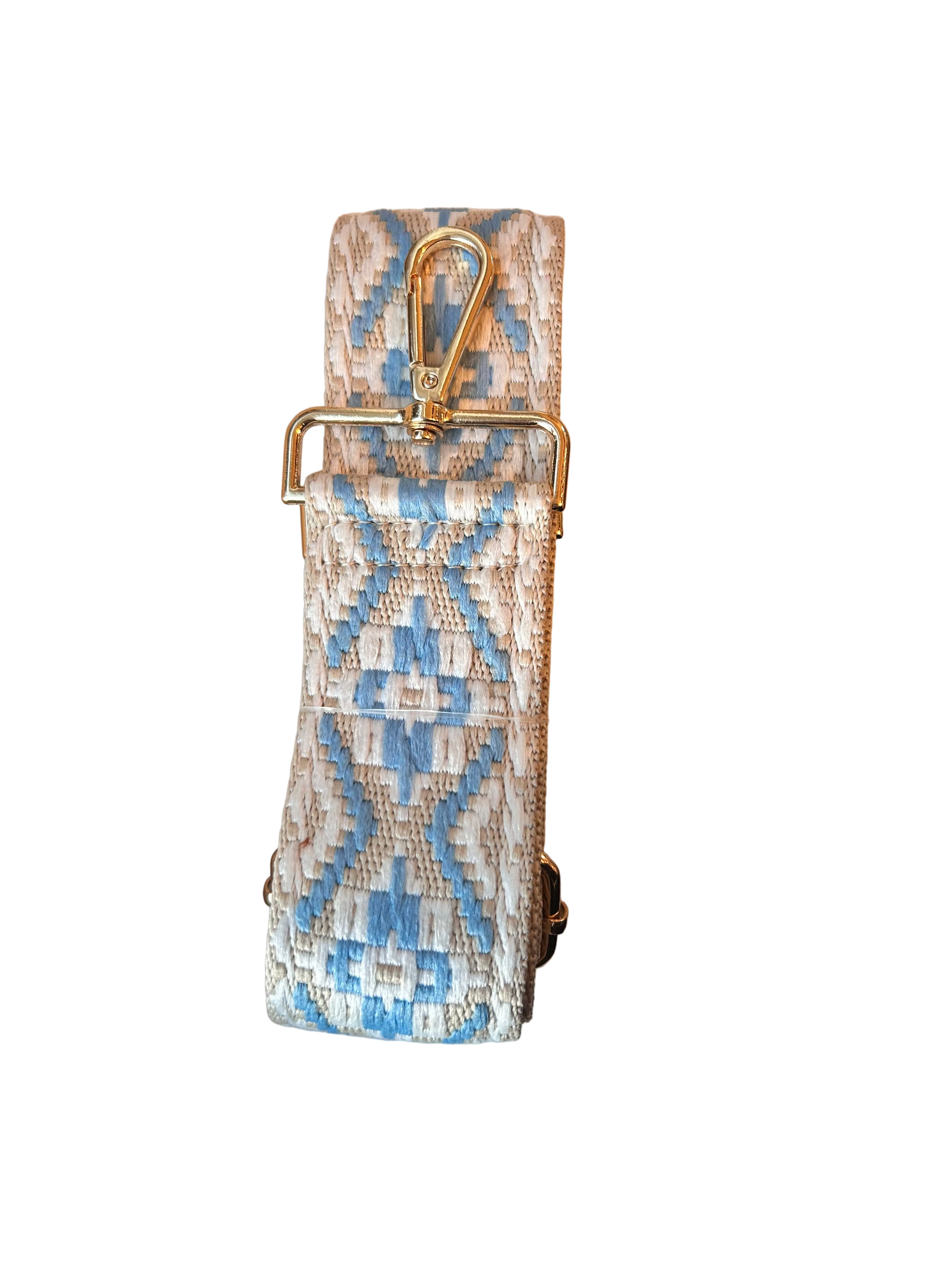 Bag Strap- Sky Blue/ Beige