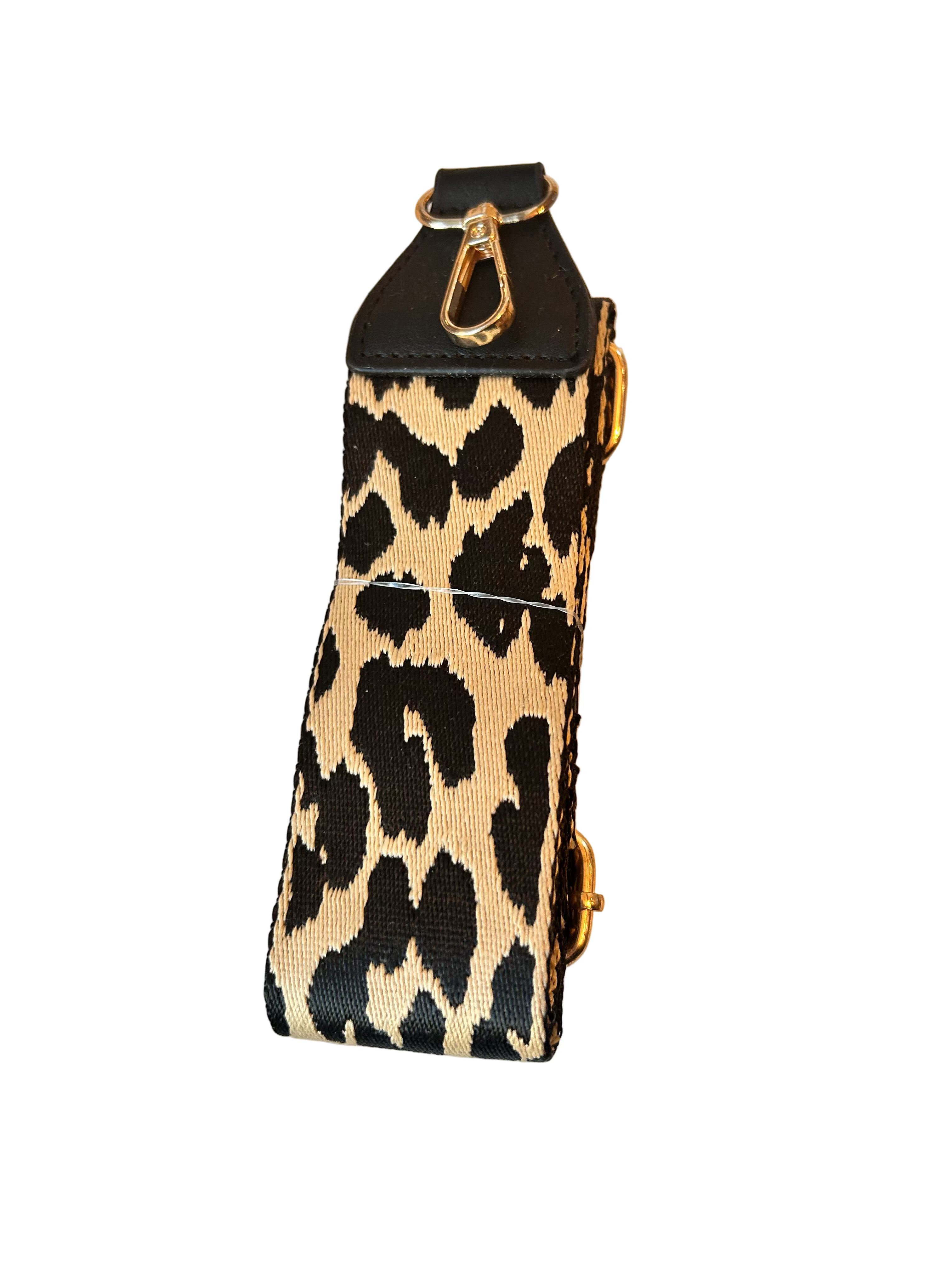 Bag Strap- Black/ Sand Leopard