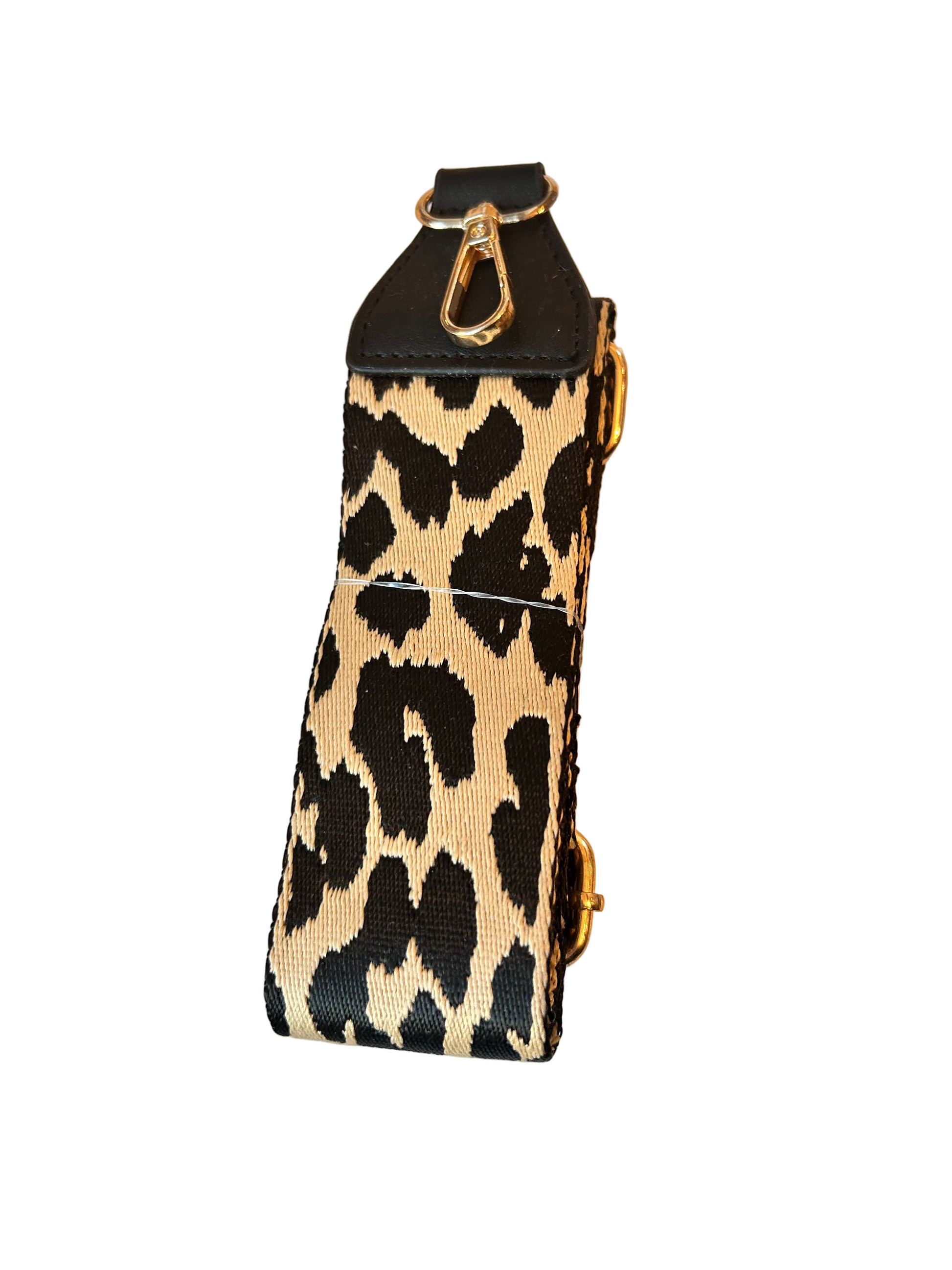 Bag Strap- Black/ Sand Leopard