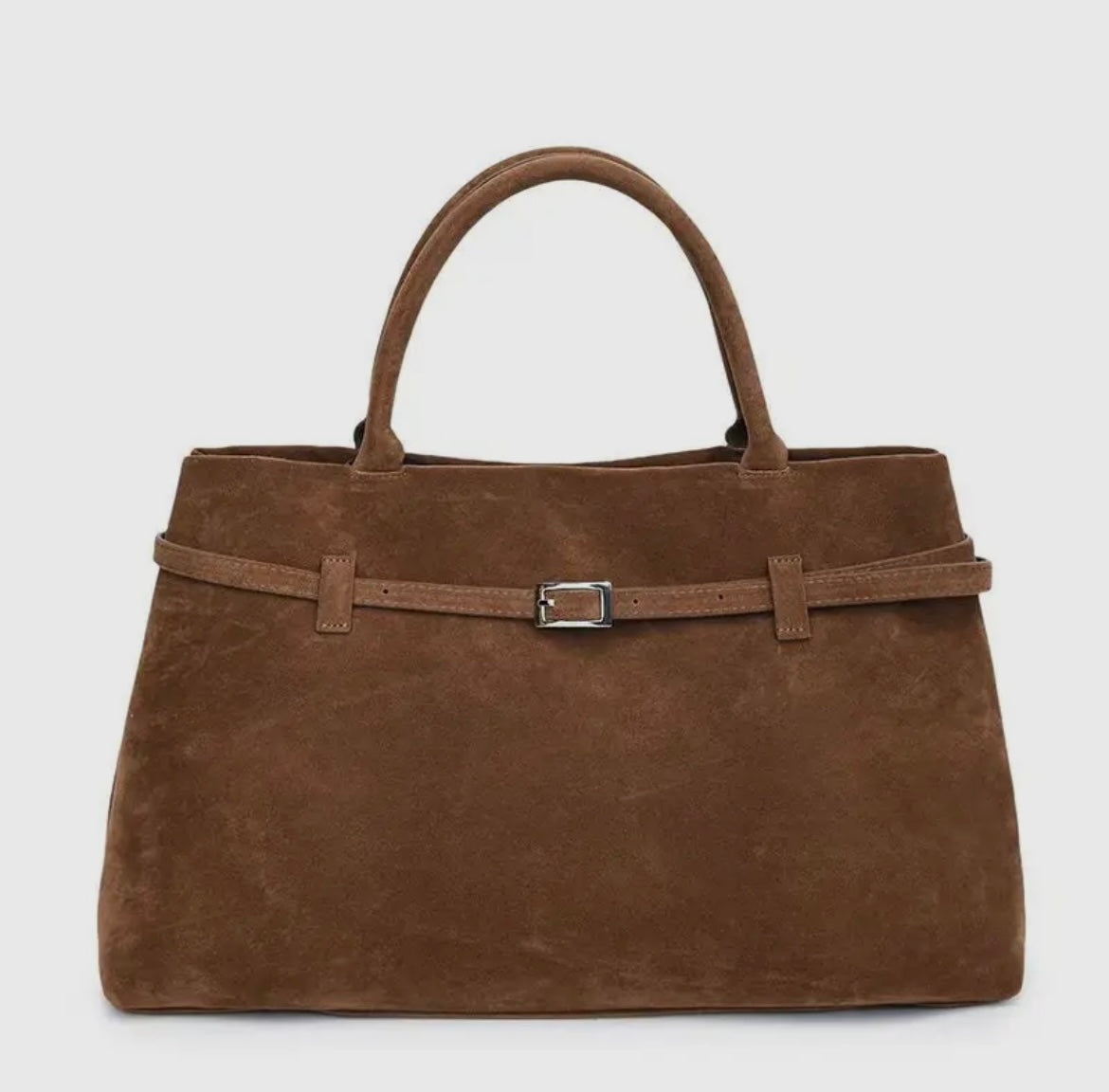 Suede Tote Bag- Brown