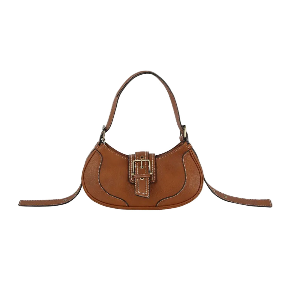 Small Buckle Shoulder Bag- Brown