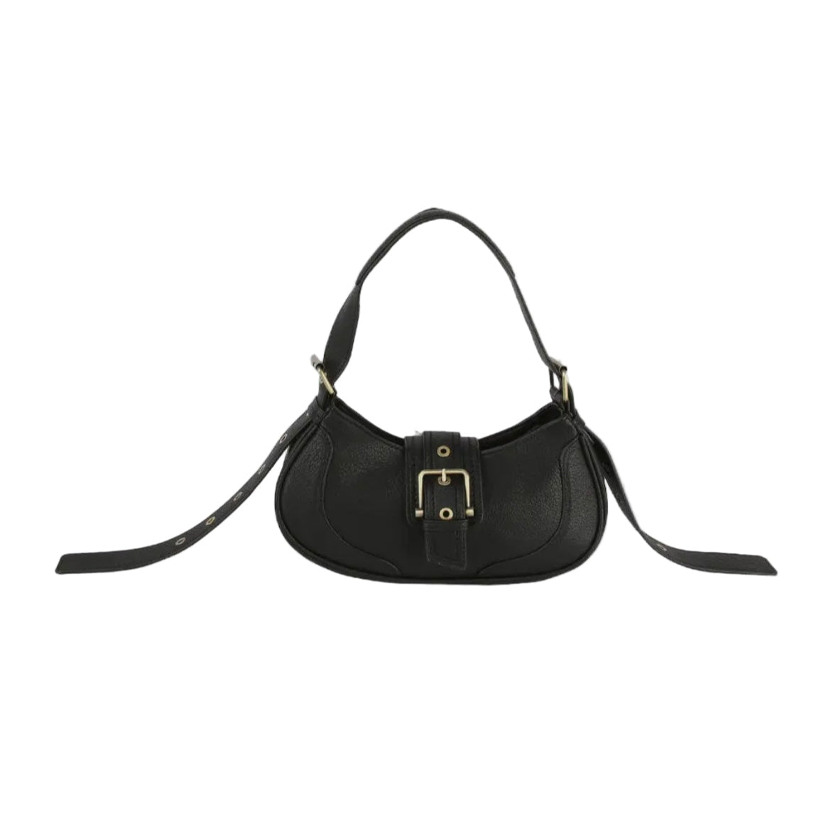 Small Buckle Shoulder Bag- Black