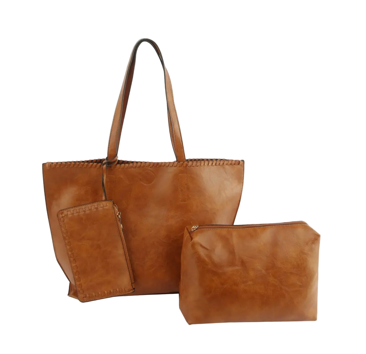 3 Piece Staple Tote Bag- Brown