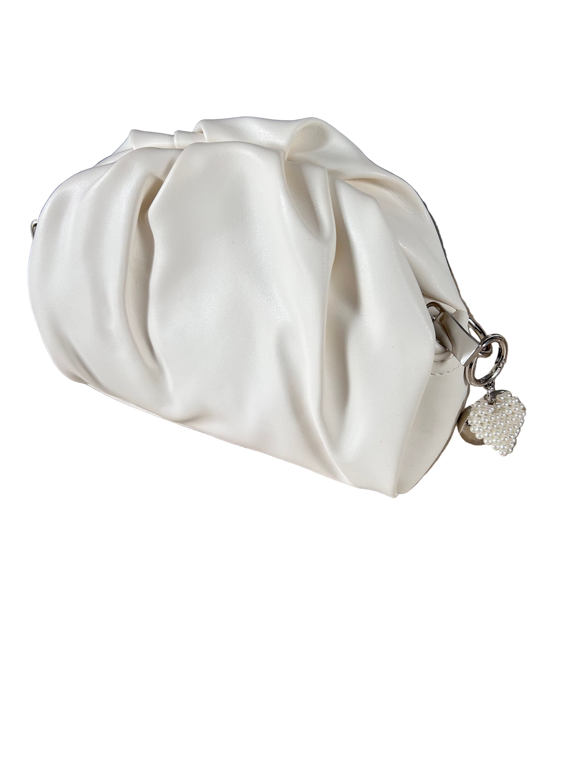 Silver Puffy Heart Bag Charm