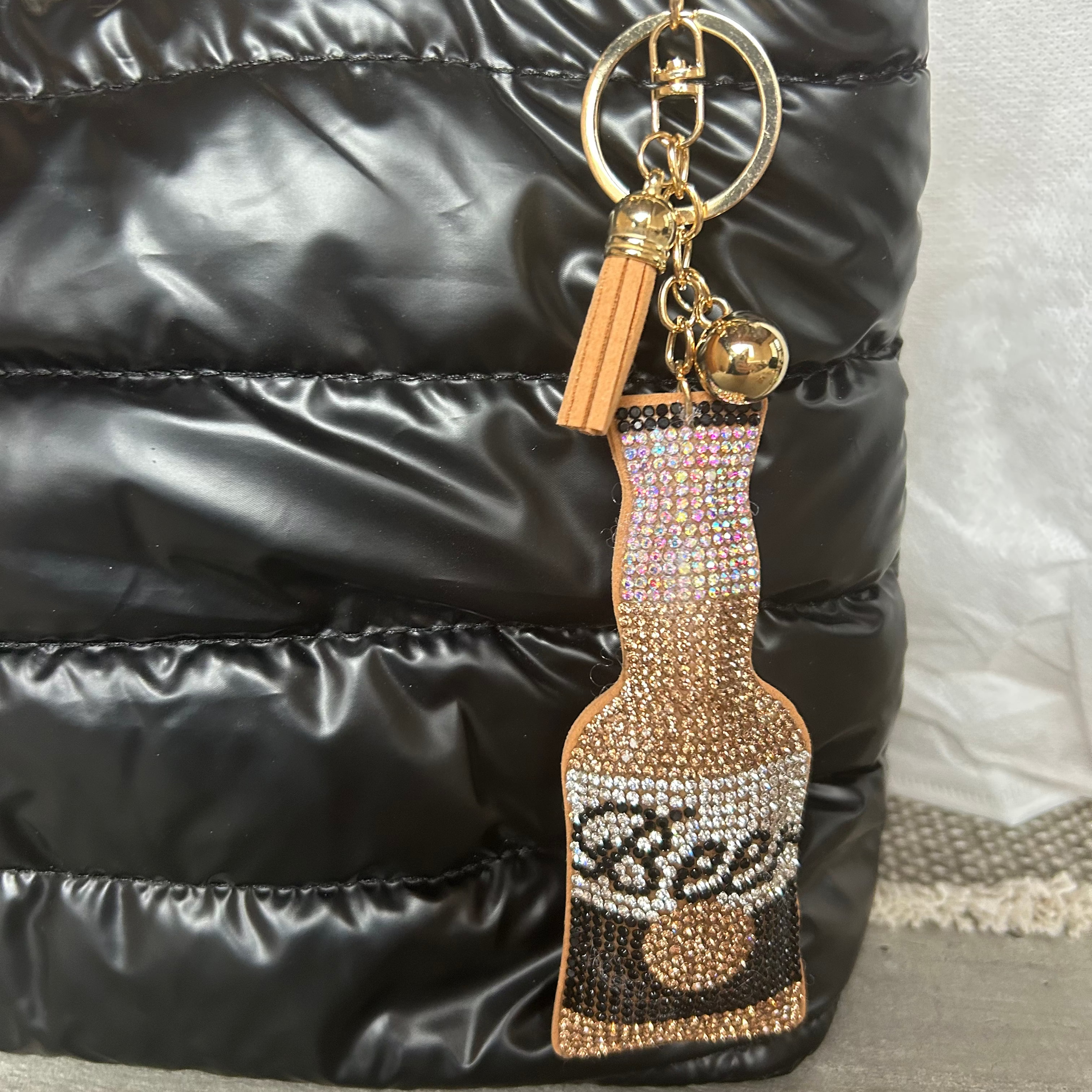 Rhinestone Beer Bag Charm/Keychain