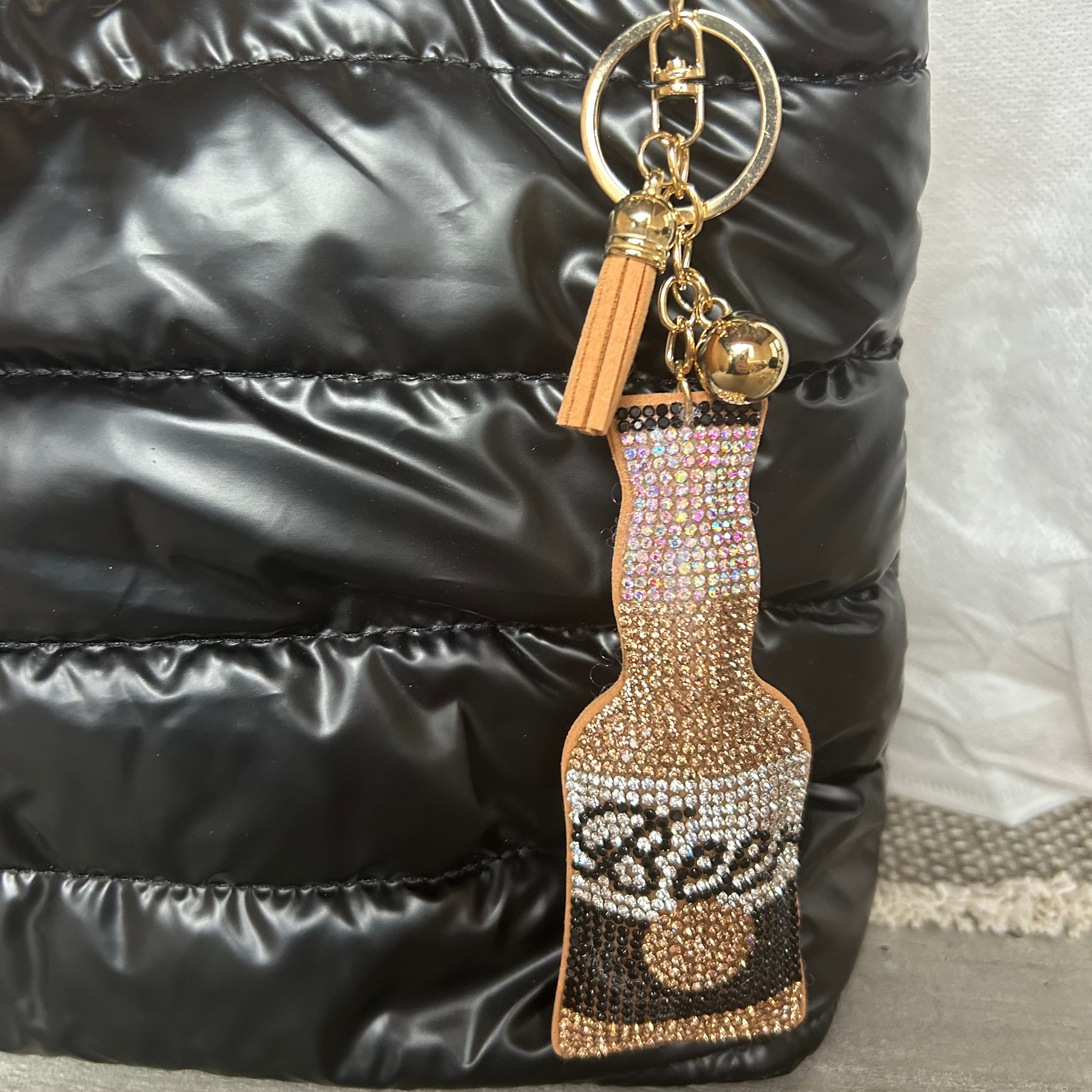 Rhinestone Beer Bag Charm/Keychain