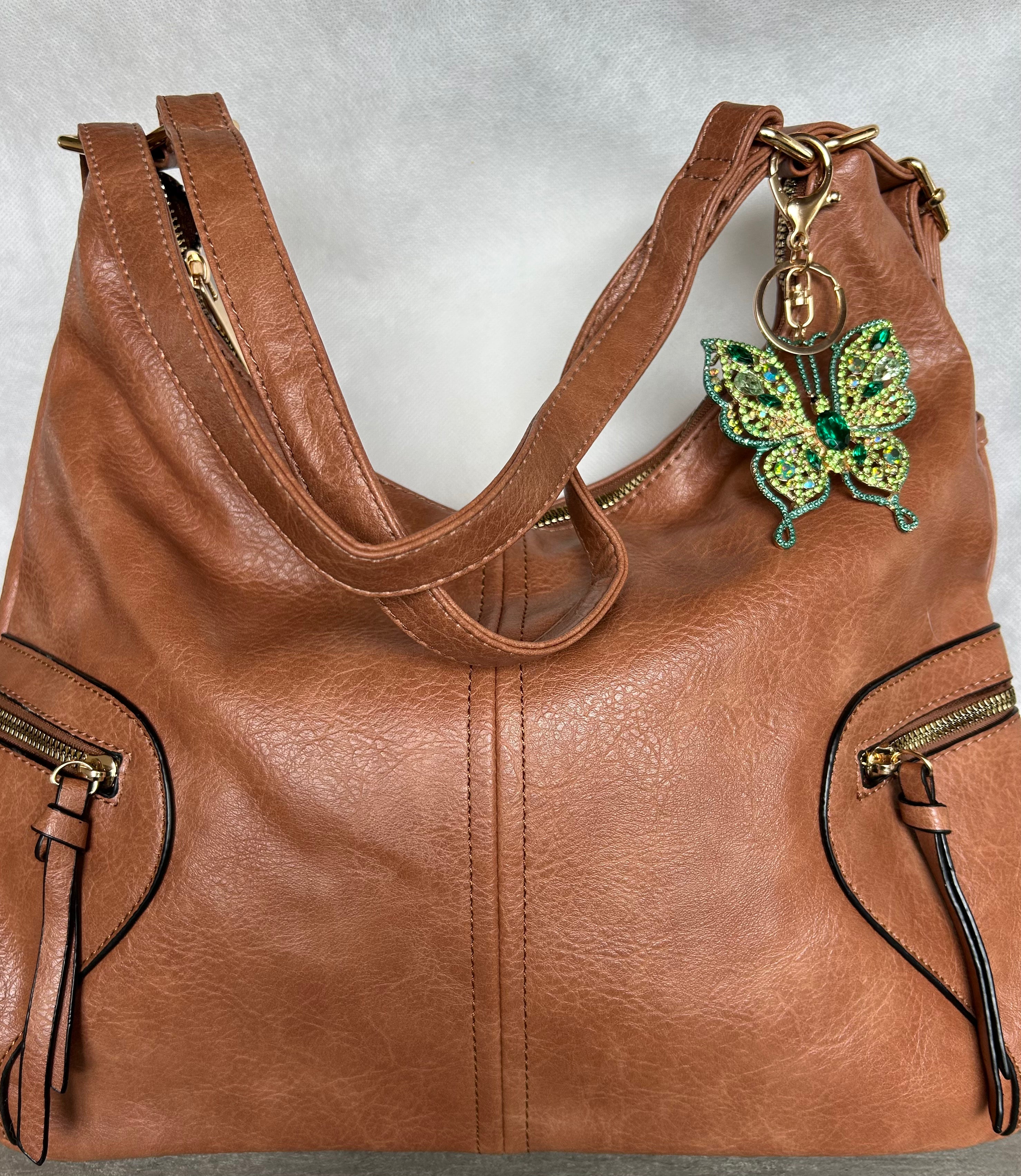 Green Rhinestone Butterfly Bag Charm/Keychain