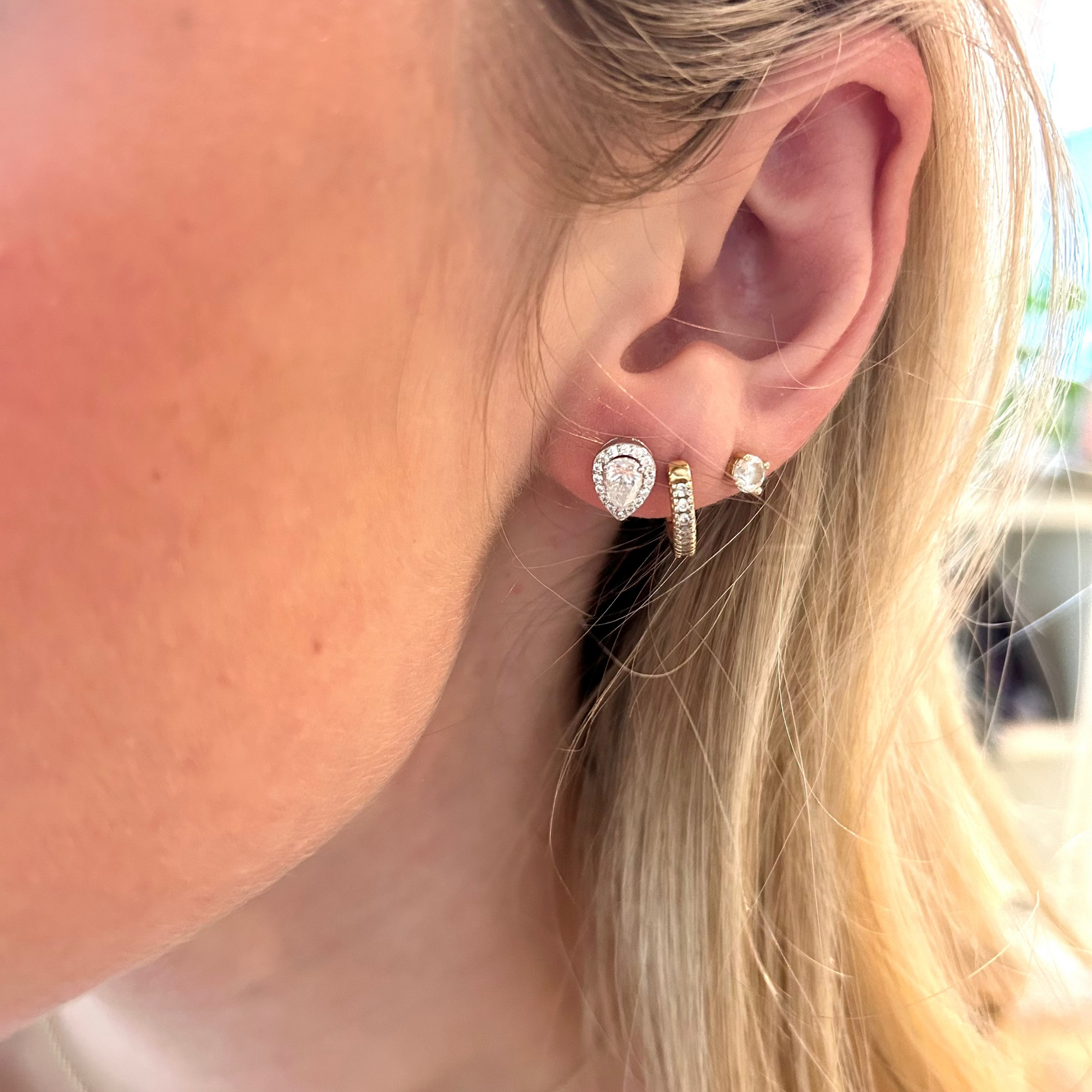 Moissanite Teardrop Studs