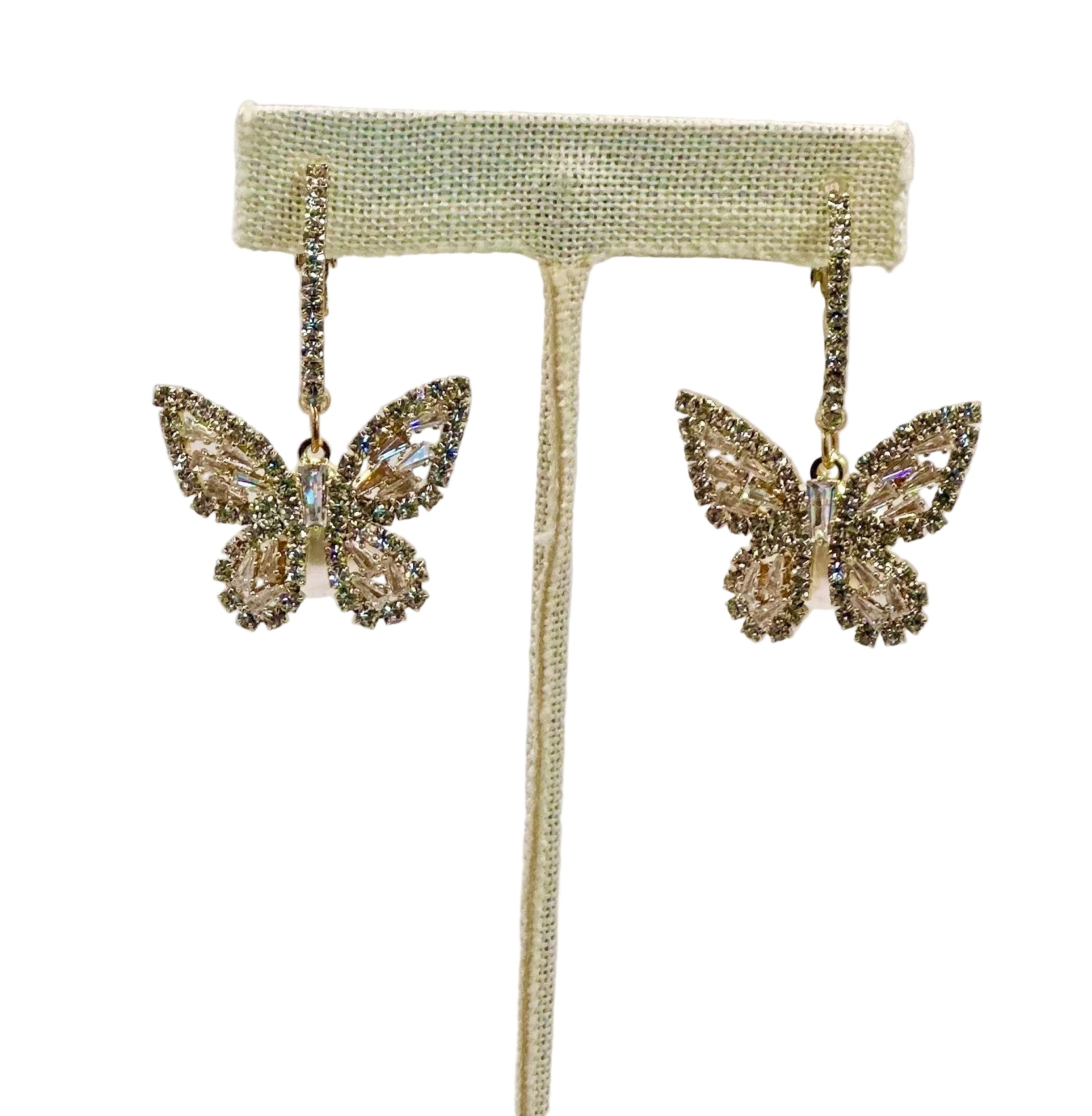 Crystal Butterfly & Pearl Earrings