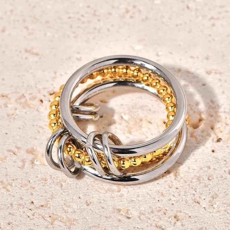 Interlocking Stacked Braided Ring