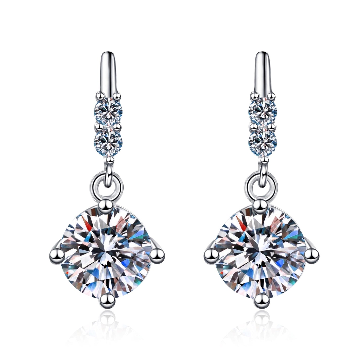 Mini Moissanite Sterling Drop Earrings