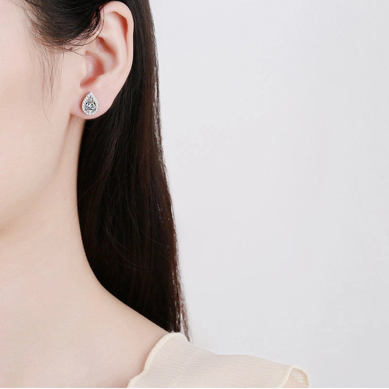 Moissanite Teardrop Studs