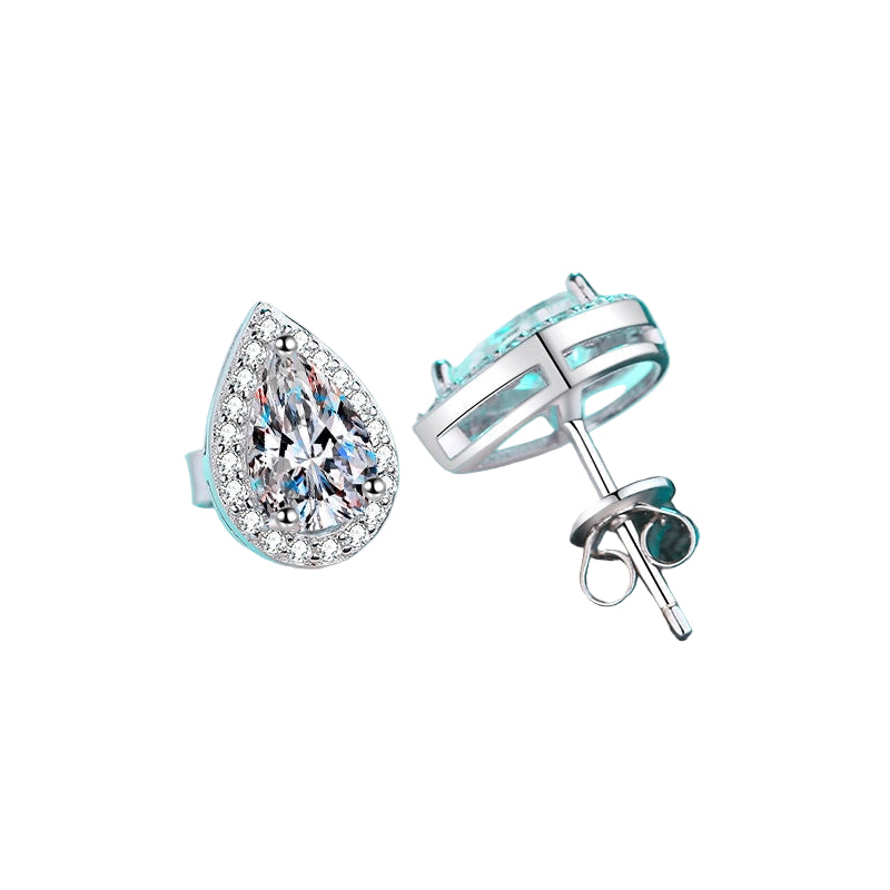 Moissanite Teardrop Studs