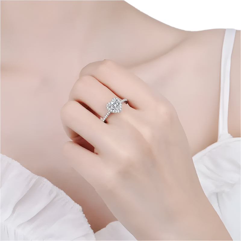 Moissanite Heart Ring