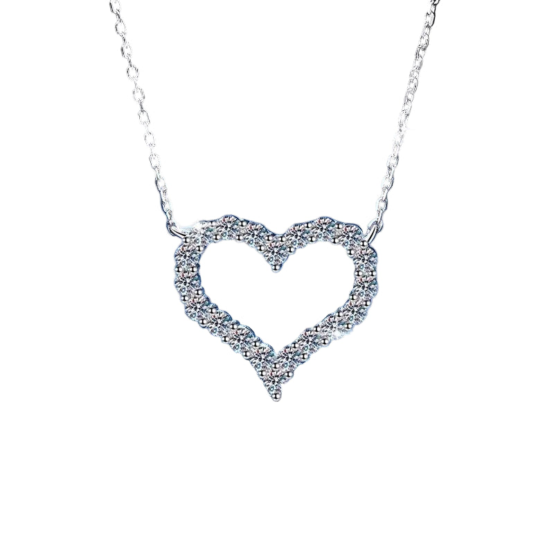Moissanite Open Heart Silver Pendant