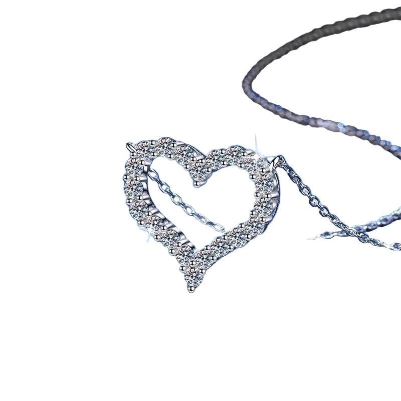 Moissanite Open Heart Silver Pendant