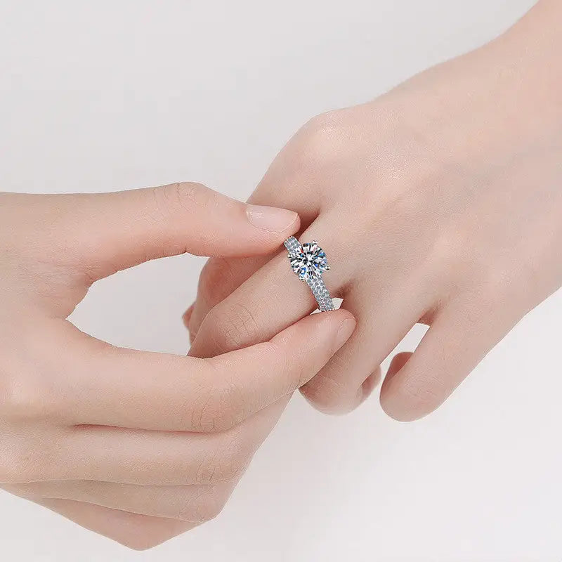 Moissanite Pave Solitaire