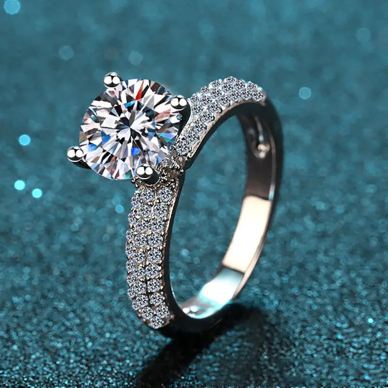 Moissanite Pave Solitaire