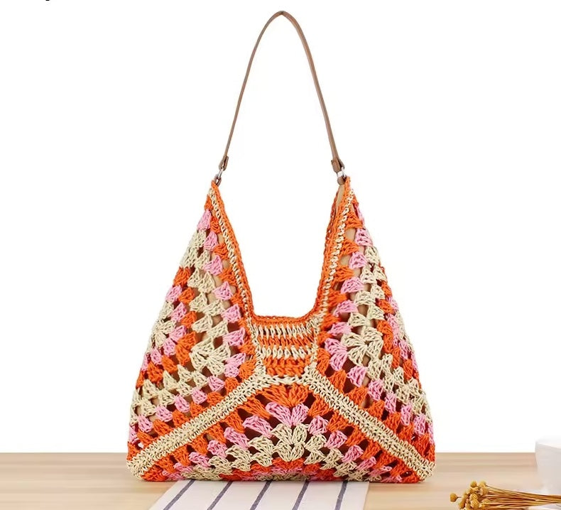 Woven Gypsy Shoulder Bag- Sherbert