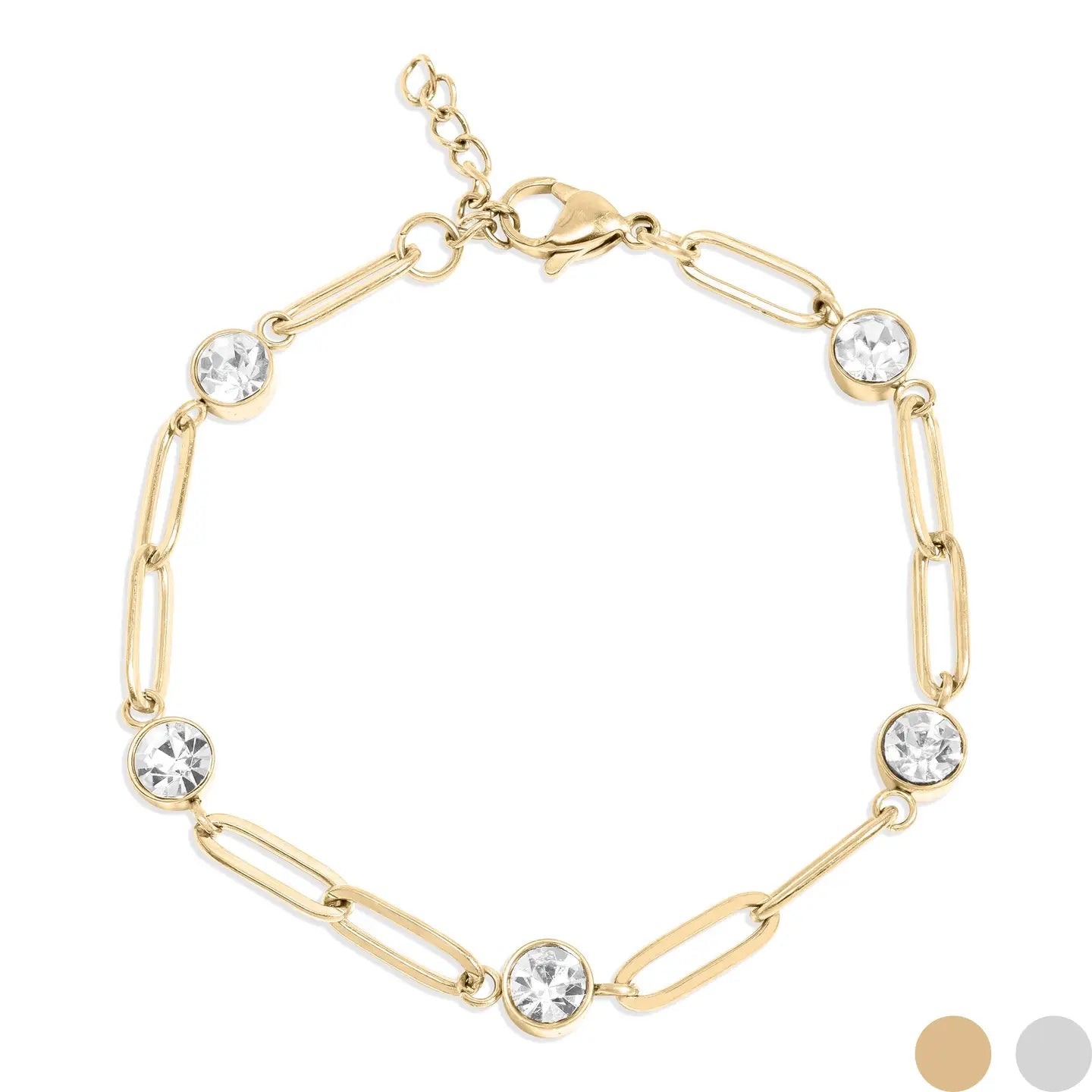 Paperclip Chain Bracelet with Stones