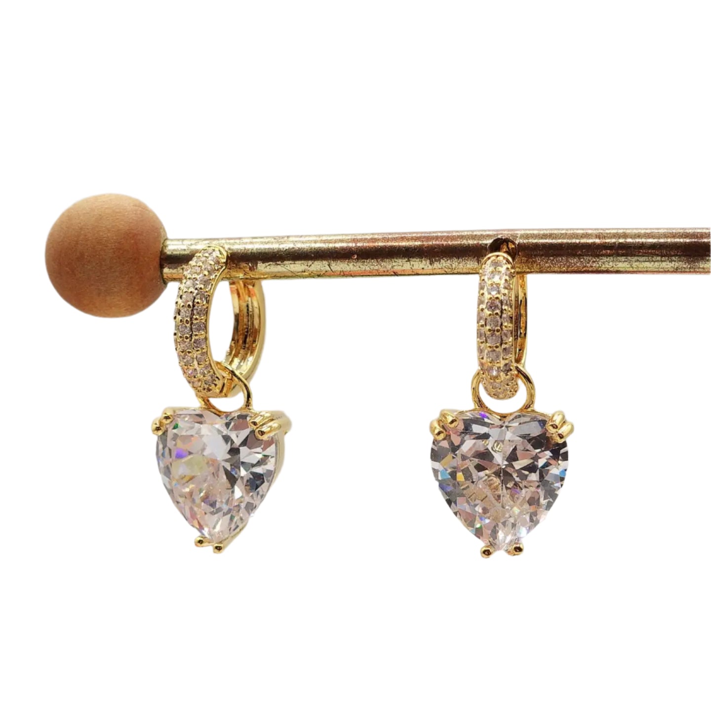 Pave Crystal Heart Drop Earrings