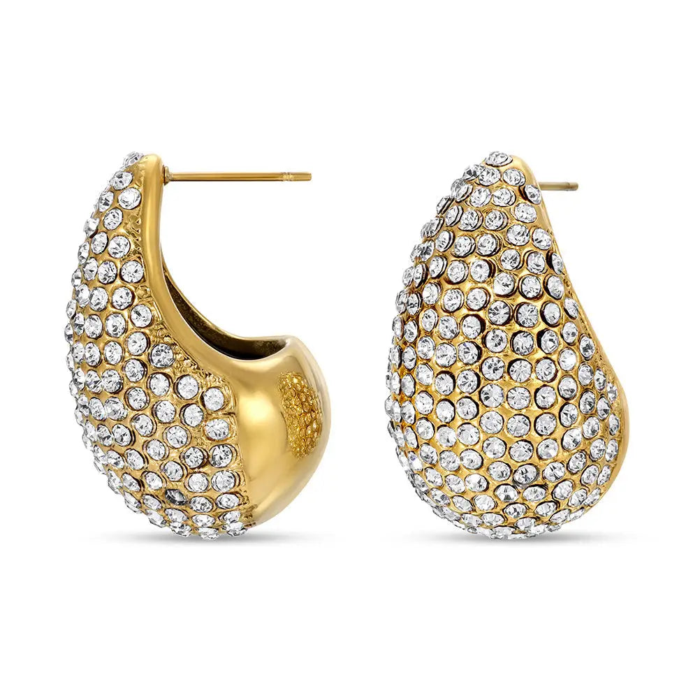 Pave Statement Tear Drop Earrings
