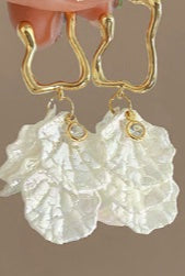 Floating Pearl Leaf Earrings