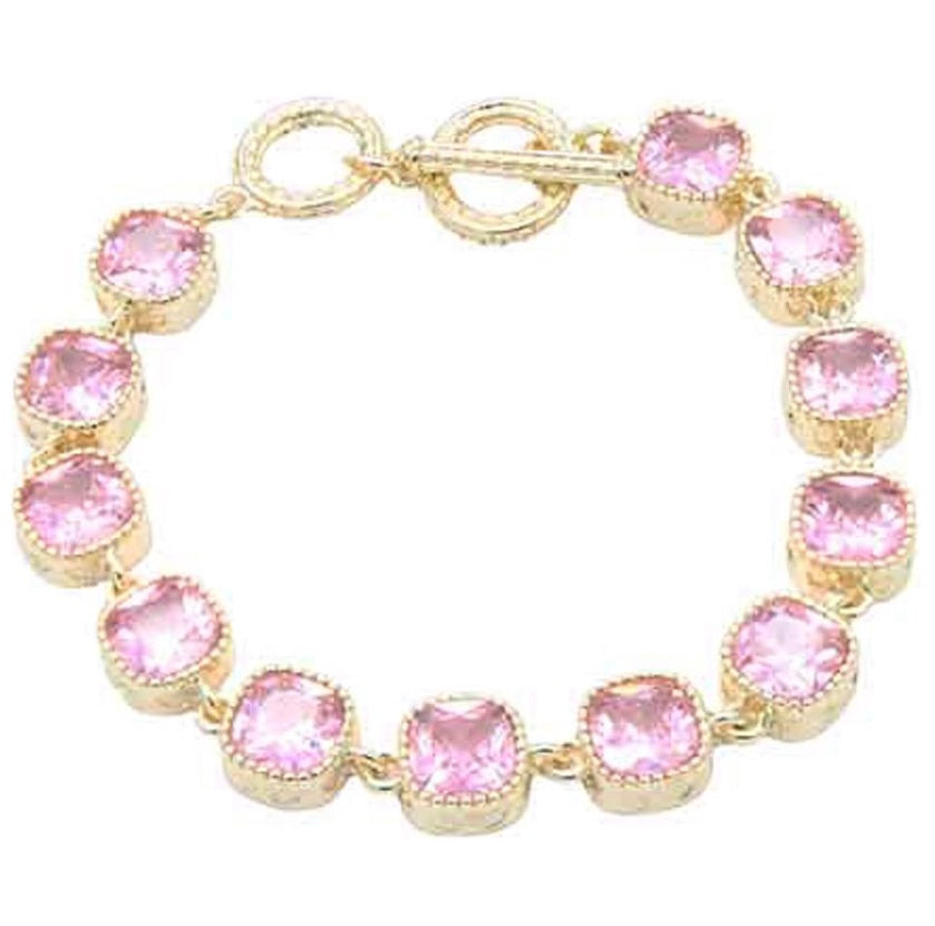 Pink Bezel Toggle Bracelet