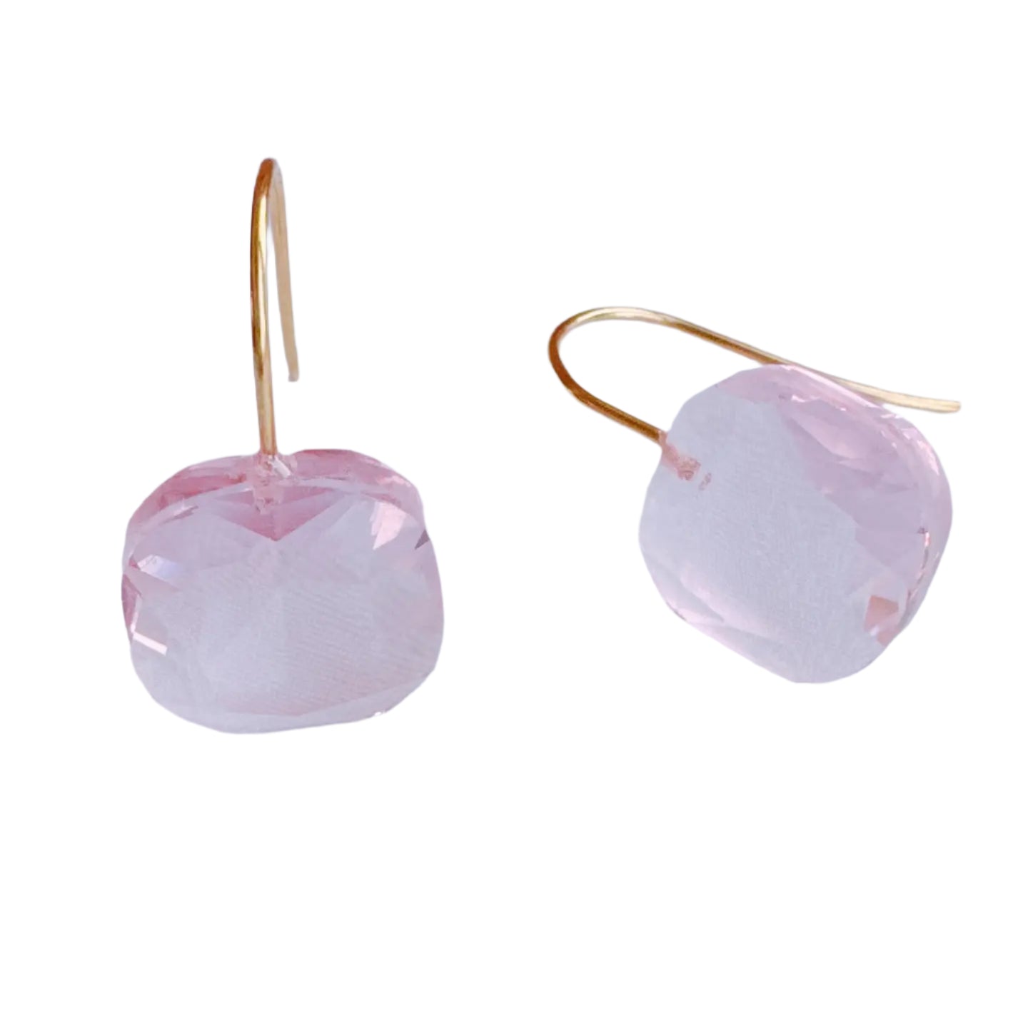Pink Glass Cushion Earrings
