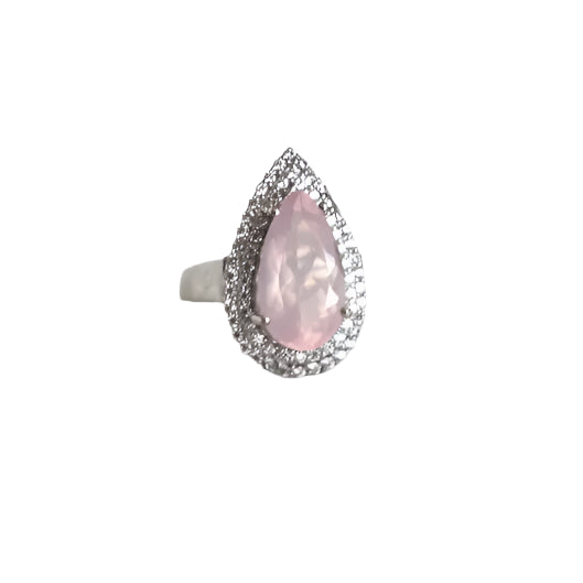 Pink Rose Quartz Halo Ring
