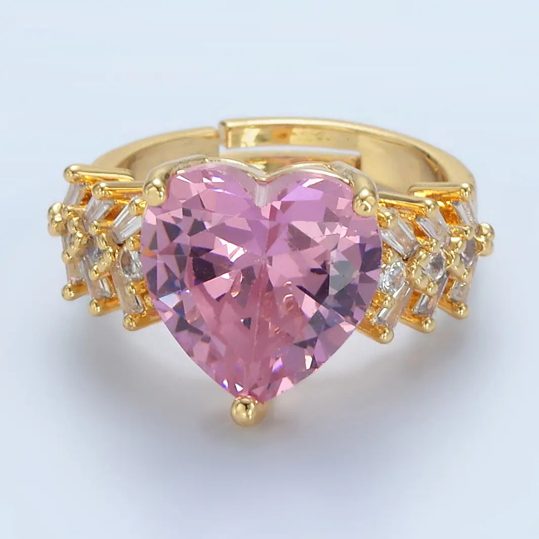 Pink Heart Solitaire Ring
