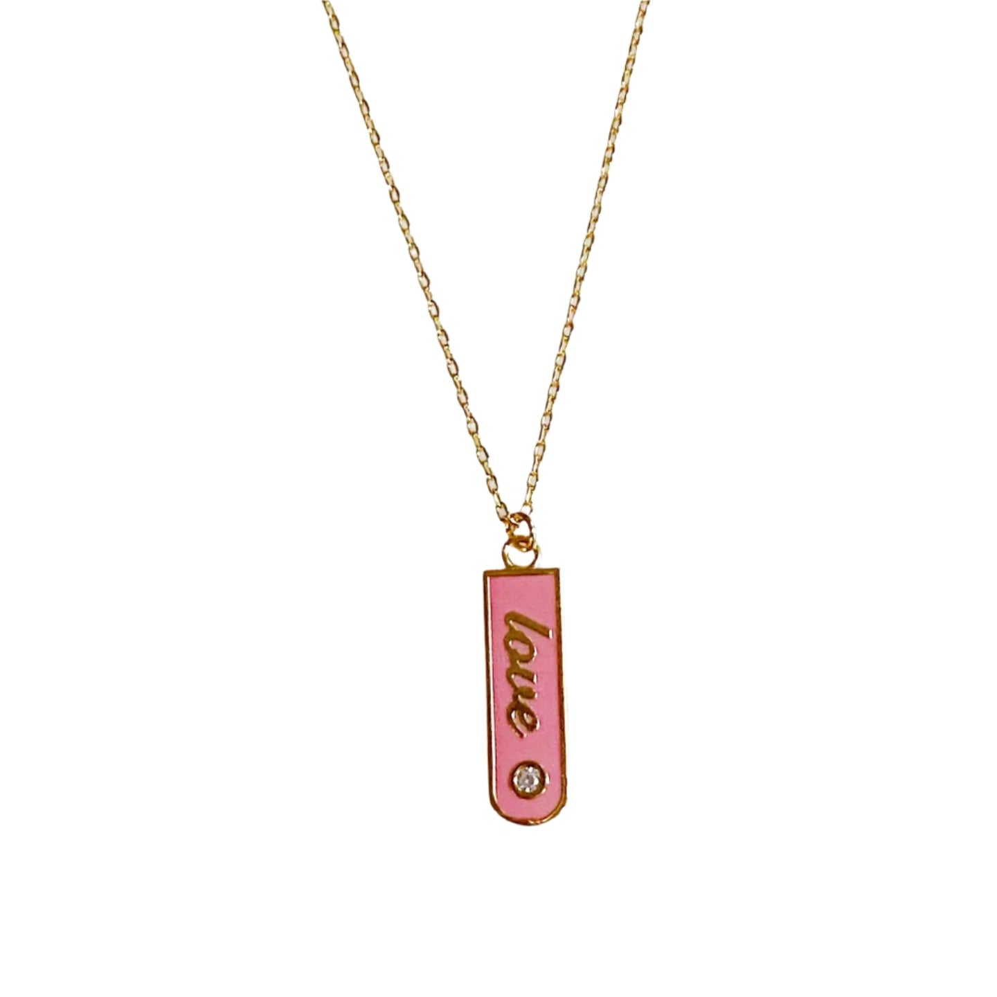 Love Tag Necklace- Pink