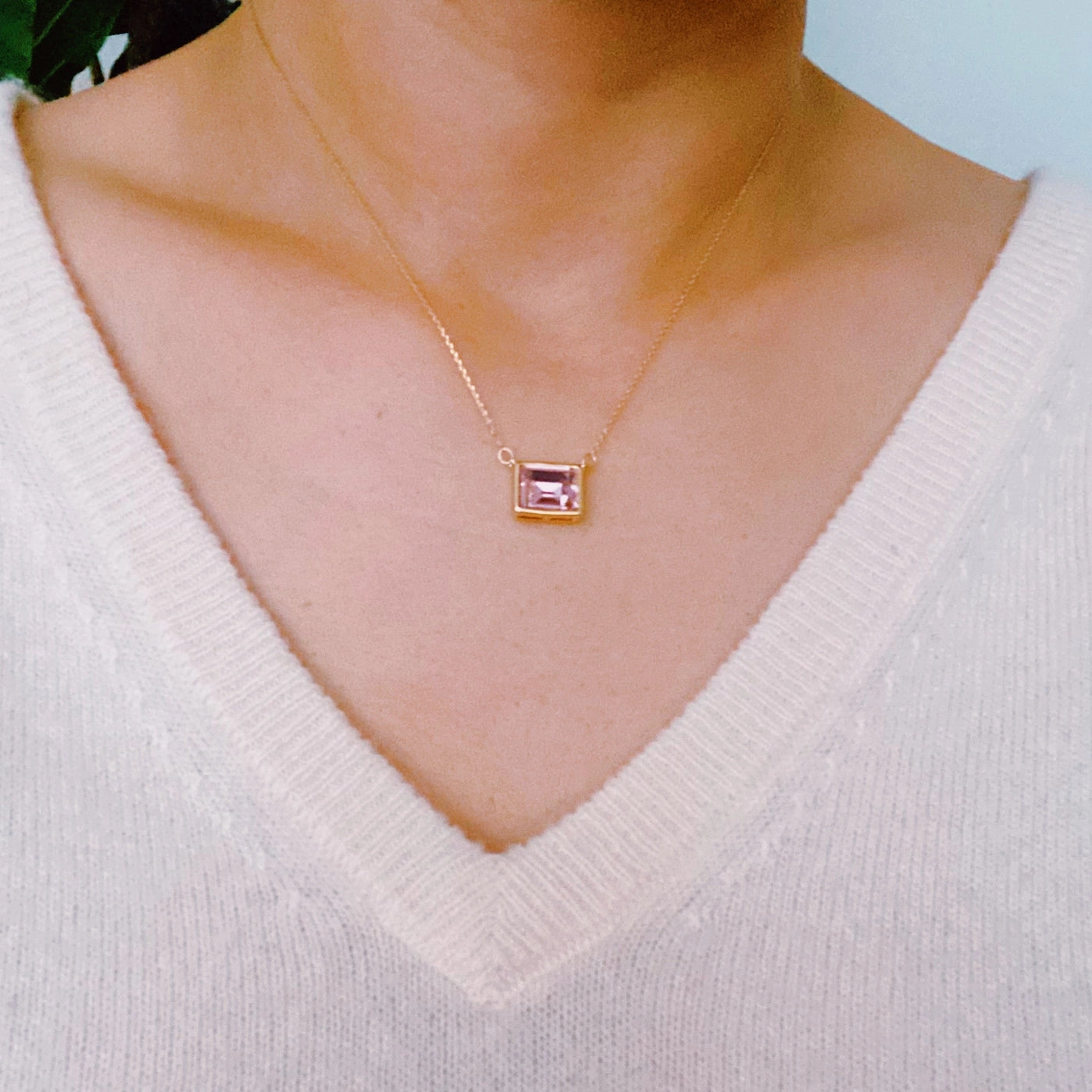 Square Glass Pendant- Pink