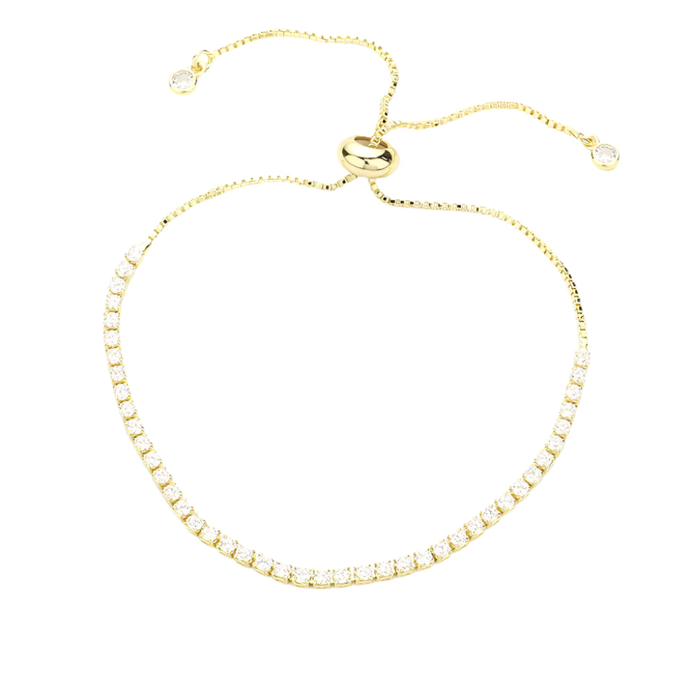 Tennis Pull Tie Bracelet- Gold