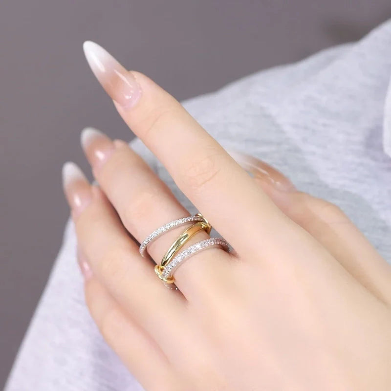 Interlocking Stacked Rhinestone  Rings