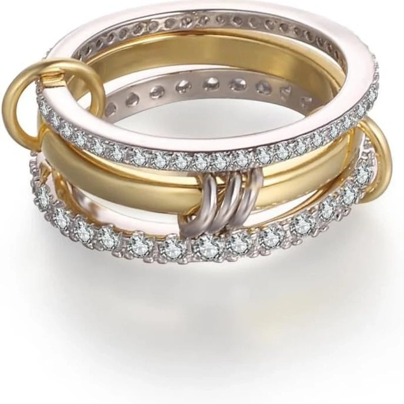 Interlocking Stacked Rhinestone  Rings