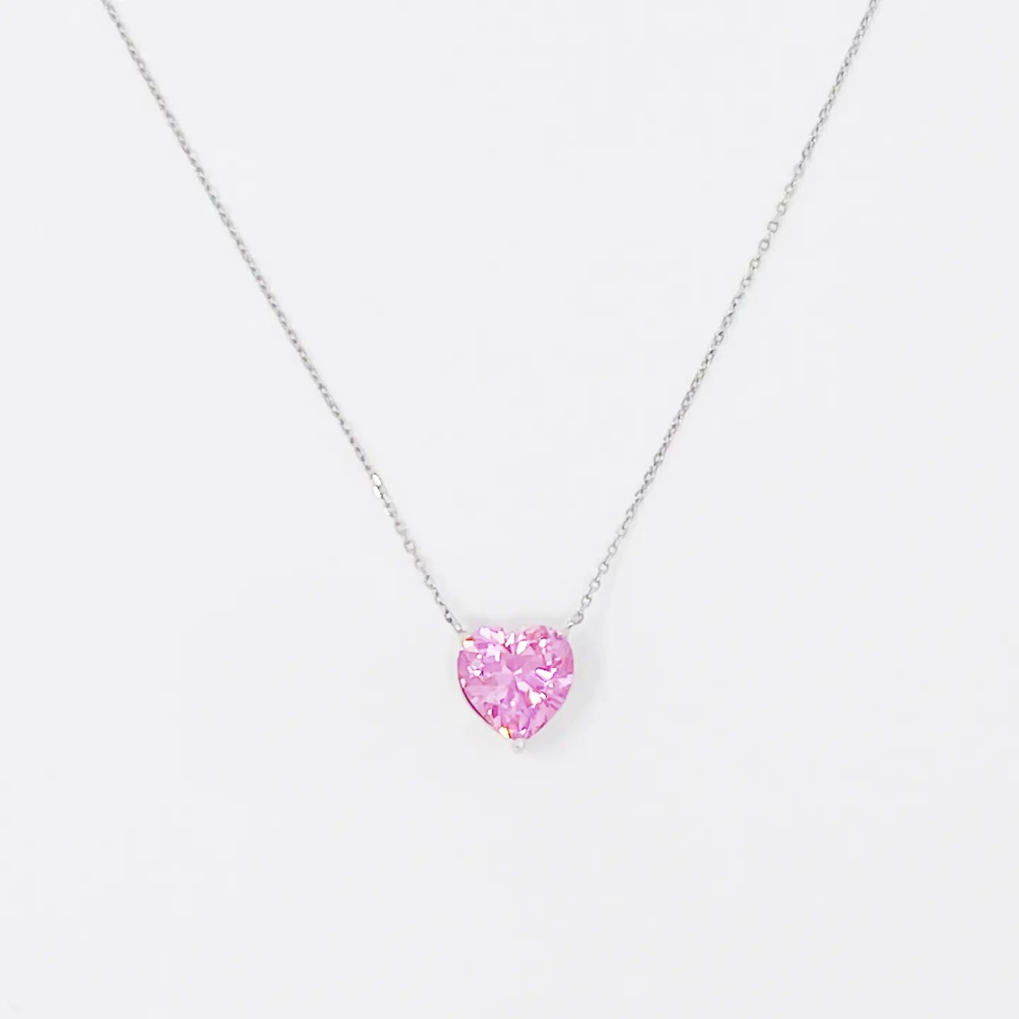 Sterling Silver Pink Heart Pendant