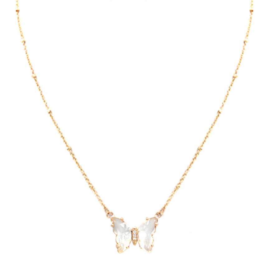 Crystal Butterfly Necklace- Clear