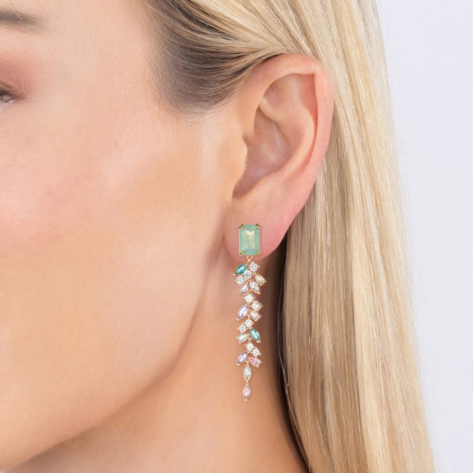 Sea Foam Drop Crystal Earrings