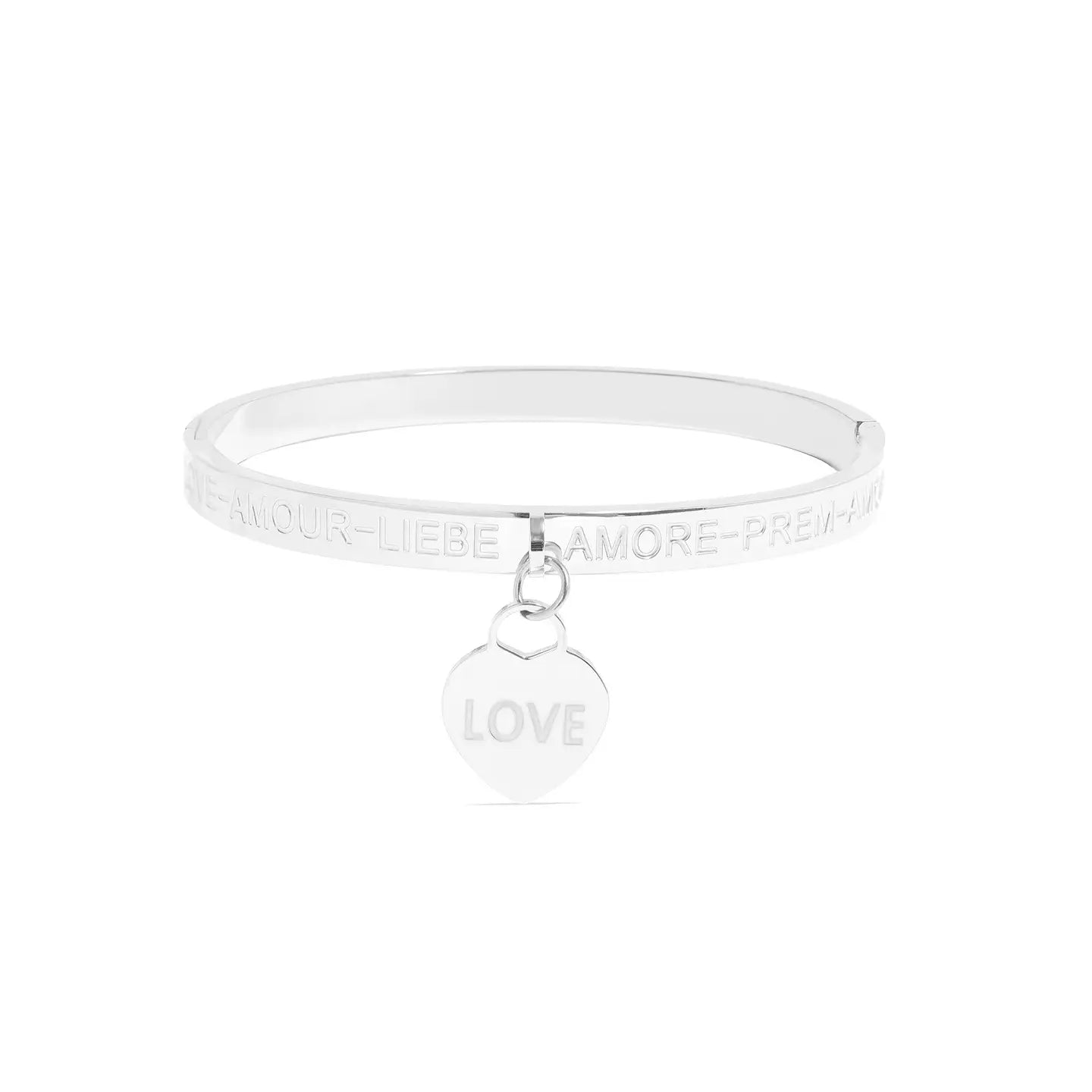 Silver Amore Love Charm Bangle