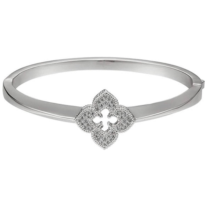 Silver Clover Bangle
